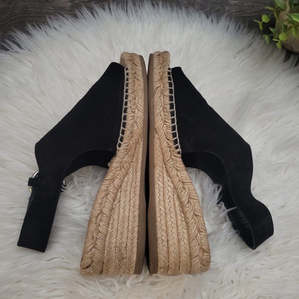 Rag and Bone Calla Wedge Espadrille - black suede Leather Platform Sandal 36.5 - Picture 5 of 11